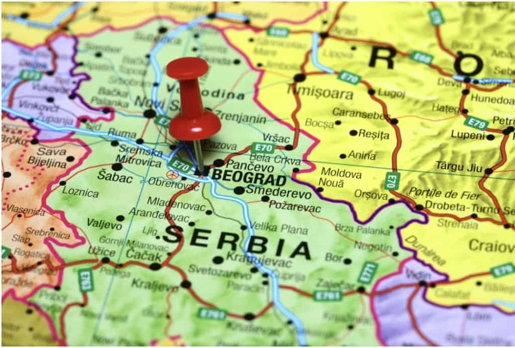 Serbia on the map